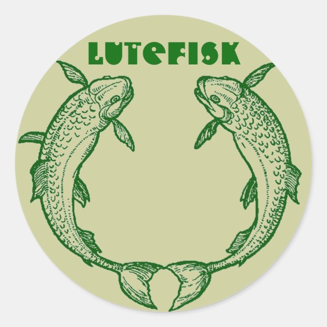 Pegatina Redonda ¡PEGATINAS de Canning Jar de pescado de Lutefisk!  (Anverso)