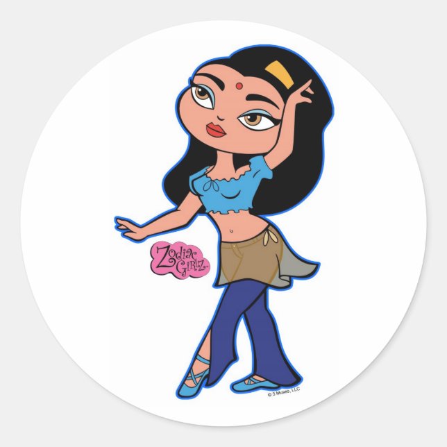 Pegatina Redonda Pegatinas de Capricornio (Anverso)