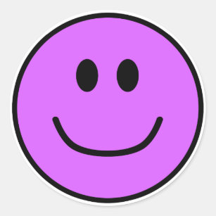 Pegatina Redonda Pegatinas de caras sonrientes Purple 0002