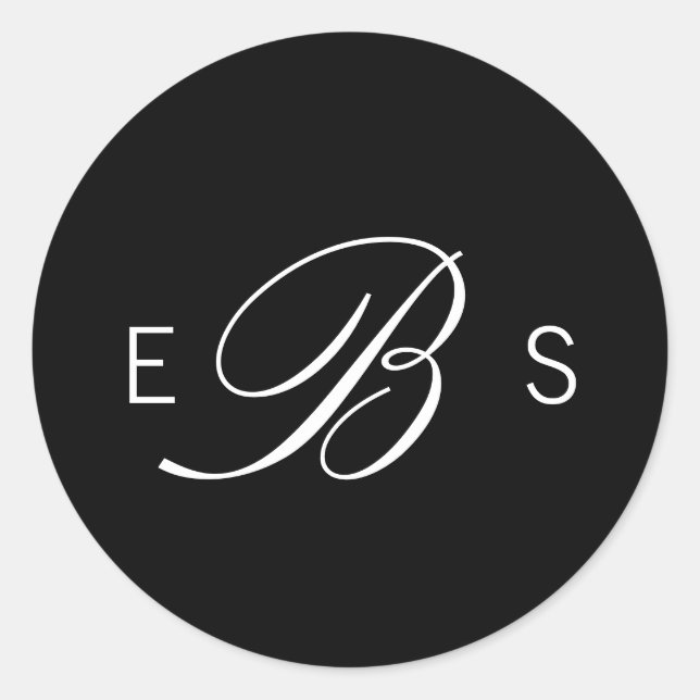 Pegatina Redonda Pegatinas de casamiento en un círculo monograma el (Anverso)