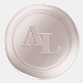 Pegatina Redonda Pegatinas de casamiento monograma de lino beige