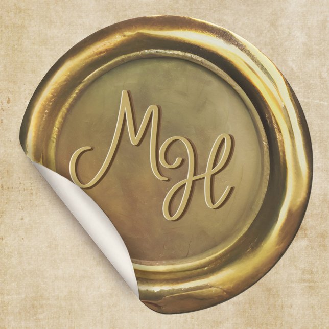 Pegatina Redonda Pegatinas de casamiento personalizadas Gold Wax Se (Subido por el creador)