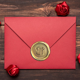 Pegatina Redonda Pegatinas de casamiento personalizadas Gold Wax Se