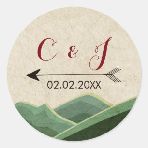 Pegatina Redonda Pegatinas de casamiento rústico