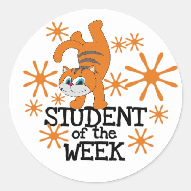 Pegatina Redonda Pegatinas de Cat Student of Week (Anverso)
