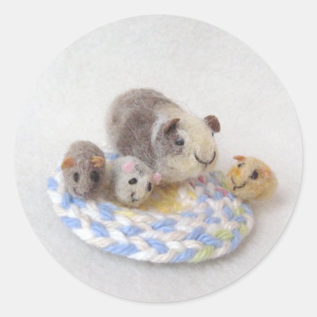 Pegatina Redonda Pegatinas de Cerdo de Guinea (Anverso)