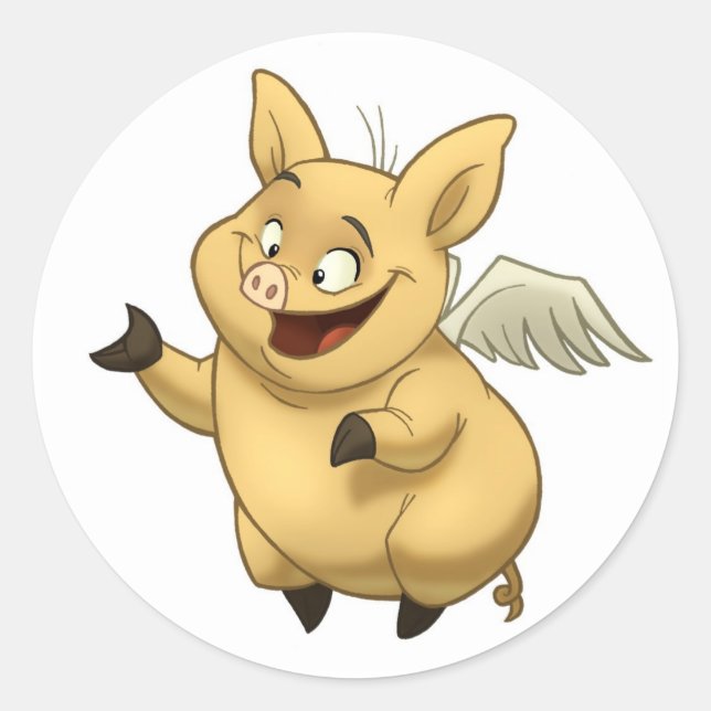 Pegatina Redonda Pegatinas de cerdo voladores (Anverso)