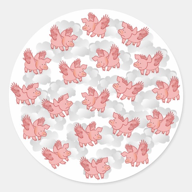 Pegatina Redonda Pegatinas de cerdos voladores (Anverso)