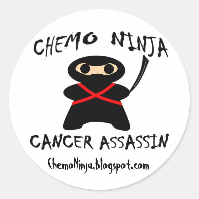 Pegatina Redonda Pegatinas de Chemo Ninja (Anverso)