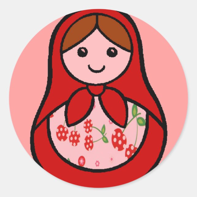 Pegatina Redonda Pegatinas de Cherry Babuska (Anverso)