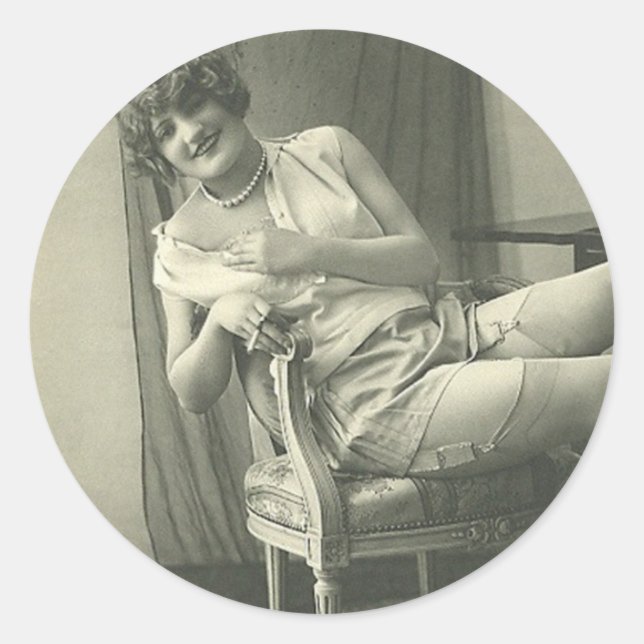 Pegatina Redonda Pegatinas de Chica de venado de gama baja (Anverso)