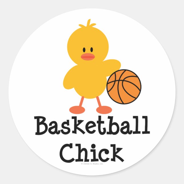Pegatina Redonda Pegatinas de Chick de Baloncesto (Anverso)