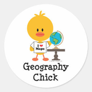 Pegatina Redonda Pegatinas de Chick de Geografía