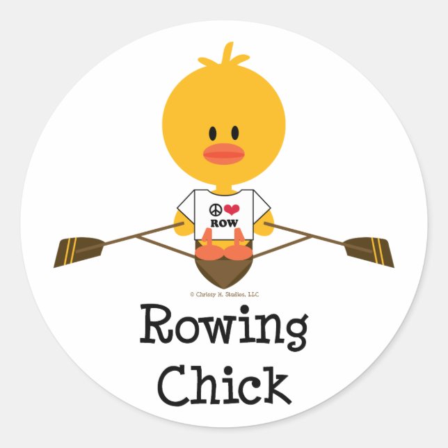 Pegatina Redonda Pegatinas de Chick Rowing (Anverso)