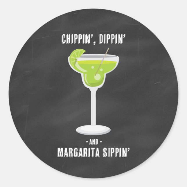 Pegatina Redonda Pegatinas de Chippin Dippin Margarita Sippin (Anverso)