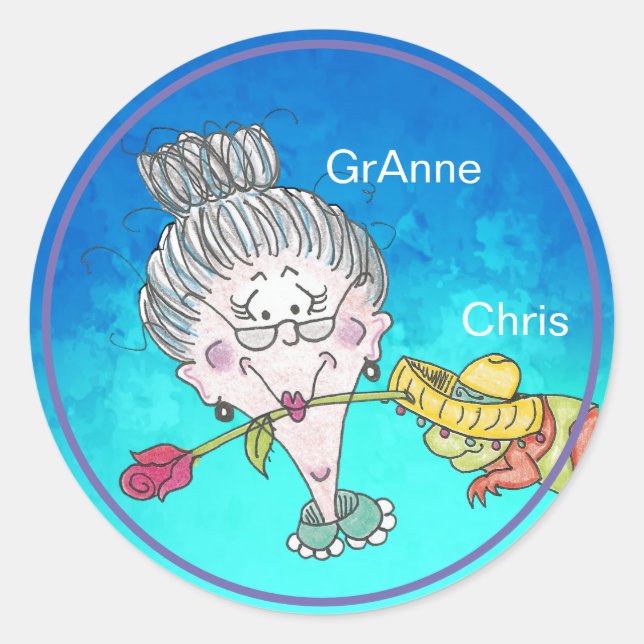 Pegatina Redonda Pegatinas de Chistmas Chameleon (Anverso)