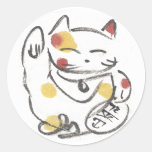 Pegatina Redonda Pegatinas de Chubby Maneki Neko