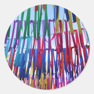 Pegatina Redonda Pegatinas de Cintas de Color Arcoiris alegres y br