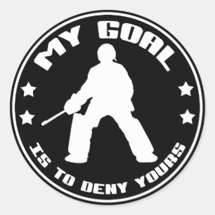 Pegatina Redonda Pegatinas de citas de Goalie de hockey sobre hierb