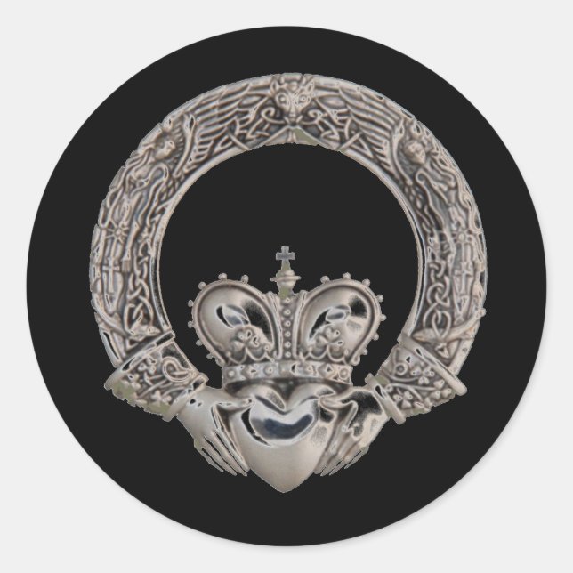Pegatina Redonda Pegatinas de Claddagh (Anverso)