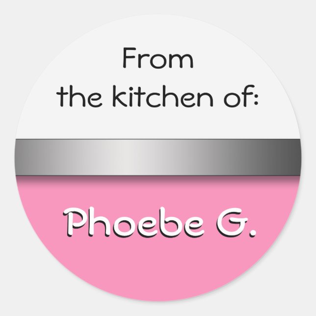 Pegatina Redonda Pegatinas de Cocina Blanca Rosa (Anverso)