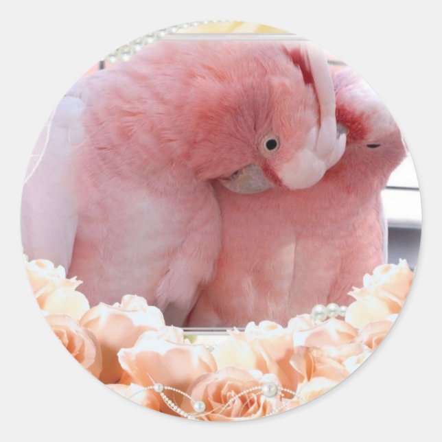 Pegatina Redonda Pegatinas de Cockatoos rosados (Anverso)