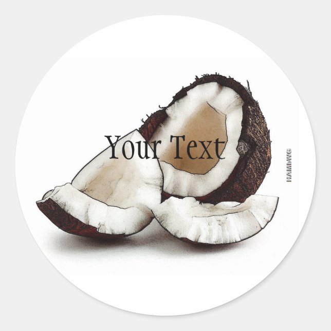 Pegatina Redonda Pegatinas de coco HAMbWG - con cuadro de texto (Anverso)