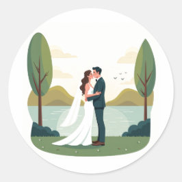 Pegatina Redonda Pegatinas de compromiso para parejas románticas