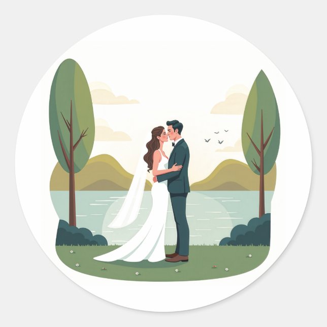 Pegatina Redonda Pegatinas de compromiso para parejas románticas (Anverso)