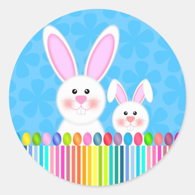 Pegatina Redonda Pegatinas de conejitos de Pascua (Anverso)