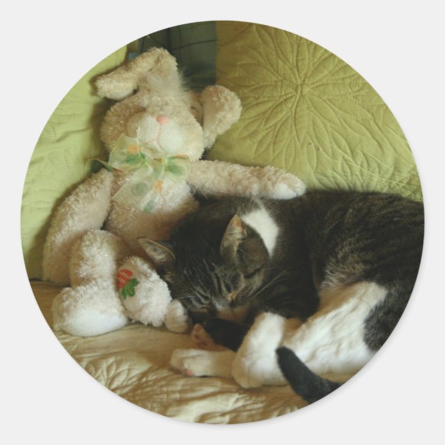 Pegatina Redonda Pegatinas de conejitos y amigos (Anverso)