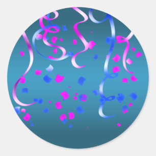 Pegatina Redonda Pegatinas de confetti azul rosado real
