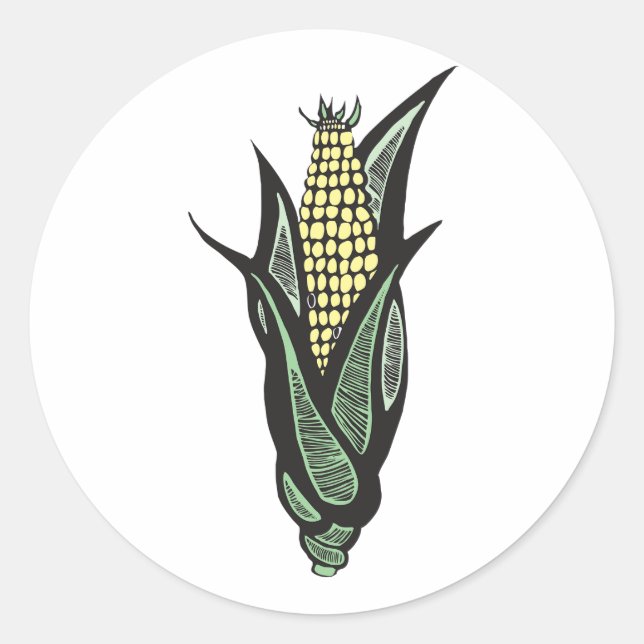 Pegatina Redonda Pegatinas de Corn Cob (Anverso)