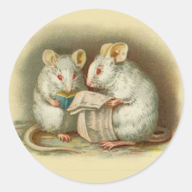 Pegatina Redonda Pegatinas de cosecha, ratones (Anverso)