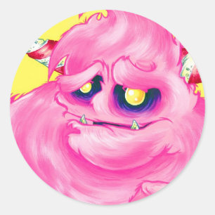 Pegatina Redonda Pegatinas de Cotton Candy Monster