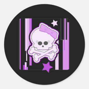Pegatina Redonda Pegatinas de cráneo de Punk púrpura