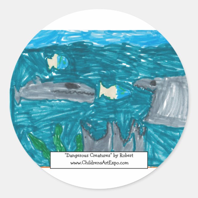 Pegatina Redonda pegatinas de "Criaturas peligrosas" (Anverso)