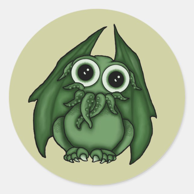 Pegatina Redonda Pegatinas de Cthulhu (Anverso)