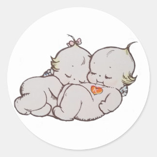 Pegatina Redonda Pegatinas de Cuddling Kewpies