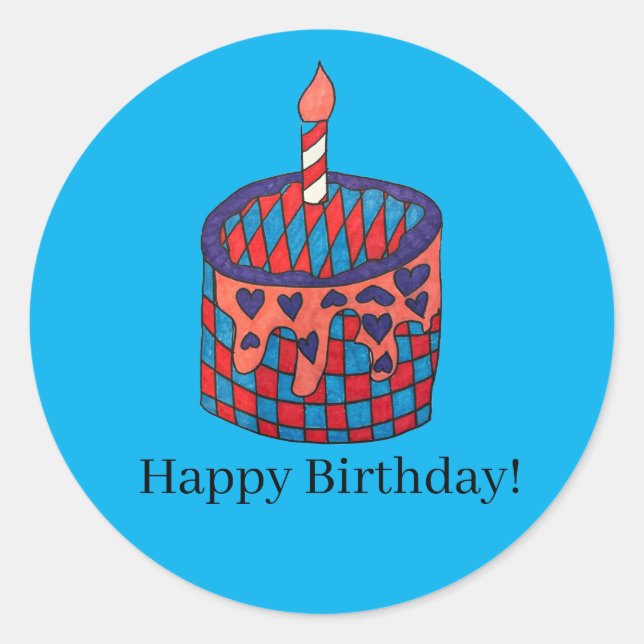 Pegatina Redonda Pegatinas de cumpleaños (Anverso)
