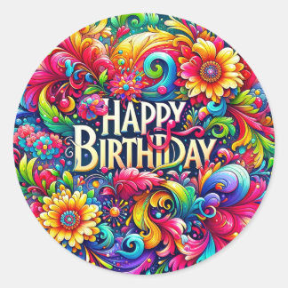 Pegatina Redonda Pegatinas de cumpleaños