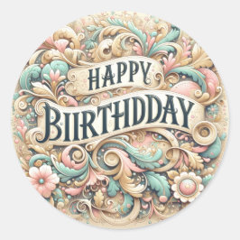 Pegatina Redonda Pegatinas de cumpleaños
