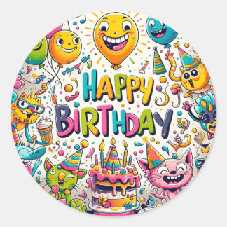 Pegatina Redonda Pegatinas de cumpleaños