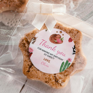 Pegatina Redonda Pegatinas de cumpleaños con etiquetas de chicas de