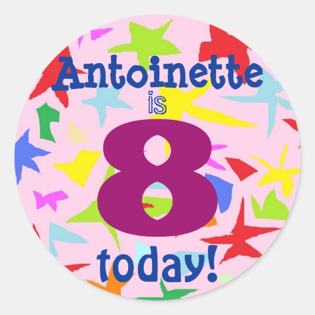 Pegatina Redonda Pegatinas de cumpleaños de chicas (Anverso)