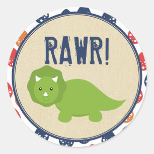 Pegatina Redonda Pegatinas de cumpleaños de Dinosaur