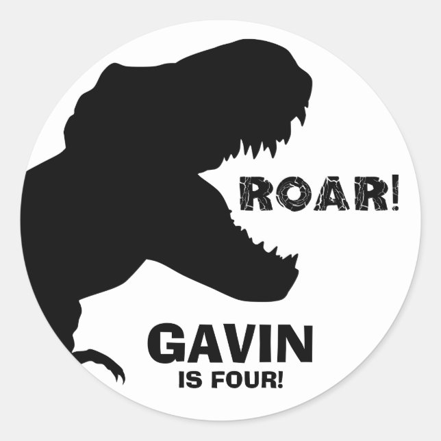 Pegatina Redonda Pegatinas de cumpleaños de Dinosaur (Anverso)