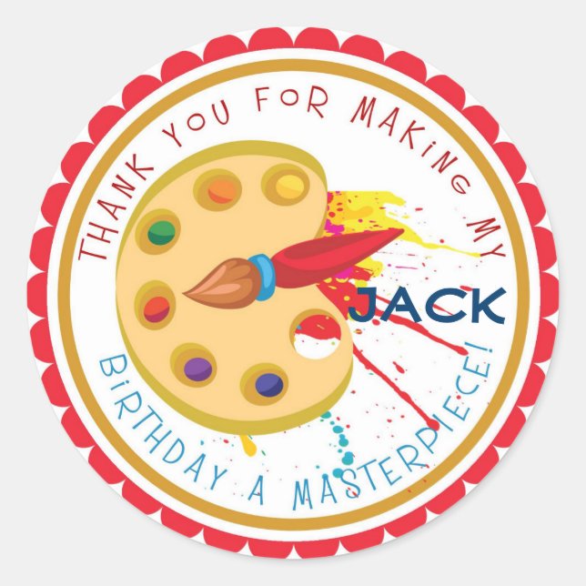 Pegatina Redonda Pegatinas de cumpleaños de Fiesta de arte (Anverso)