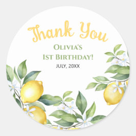 Pegatina Redonda Pegatinas de cumpleaños de limón citrus