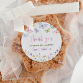 Pegatina Redonda Pegatinas de cumpleaños de mariposa silvestre